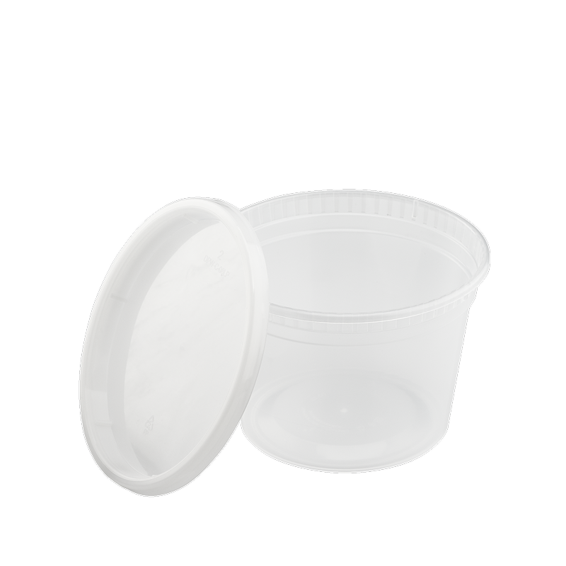 Microwavable round deli container on a white background