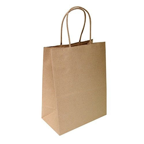 Kraft paper handle bag on a white background