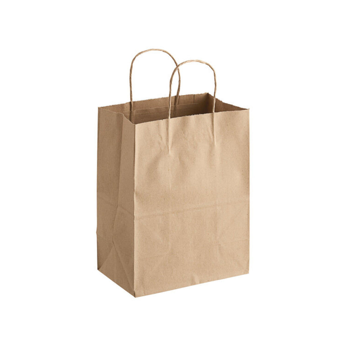 Kraft paper handle bag on a white background