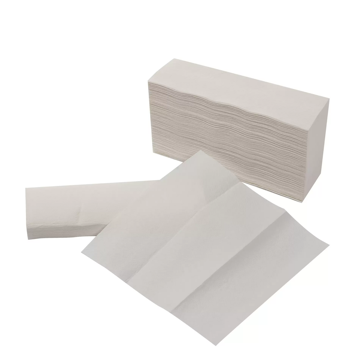 Stack of white paper hand towel on a white background