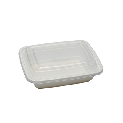 12oz white rectangular microwavable container with lids