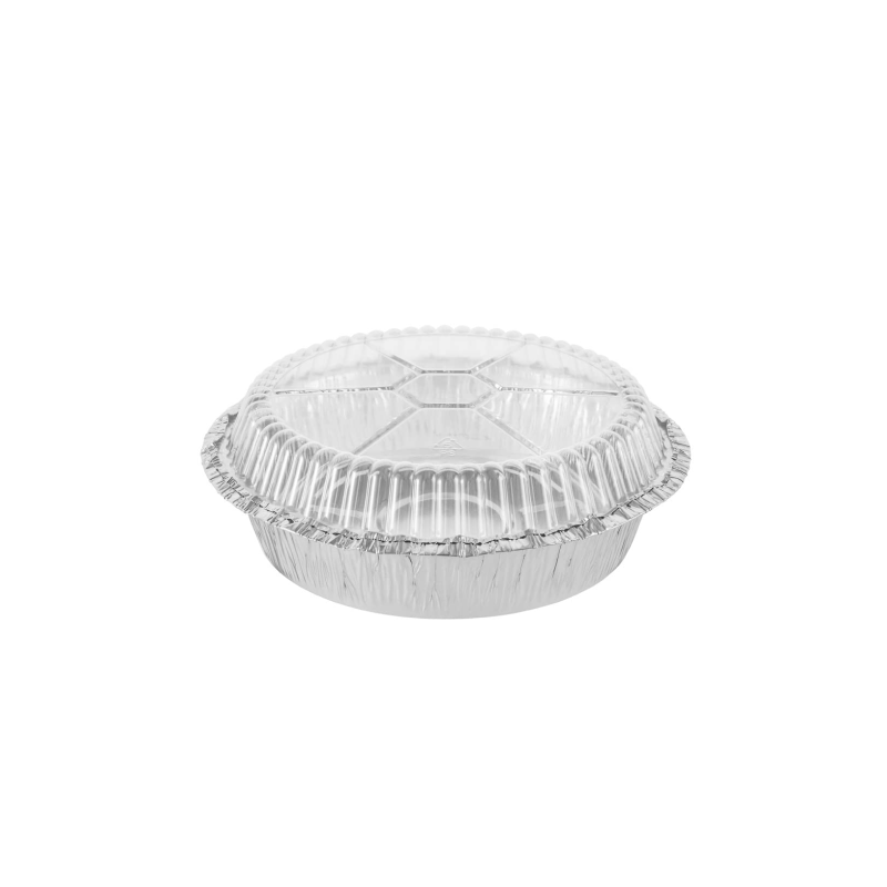 Plastic dome lid for foil containers on a white background