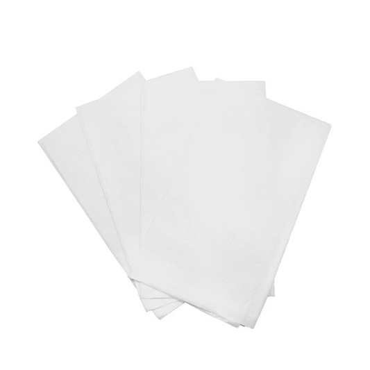 Stack of white dinner napkin on a white background