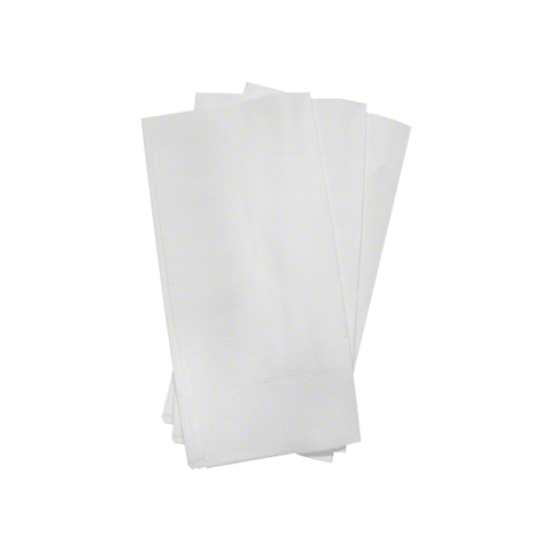 Stack of white dinner napkin on a white background
