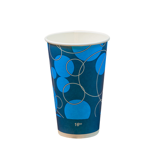 blue patterned paper cold cup on a white background
