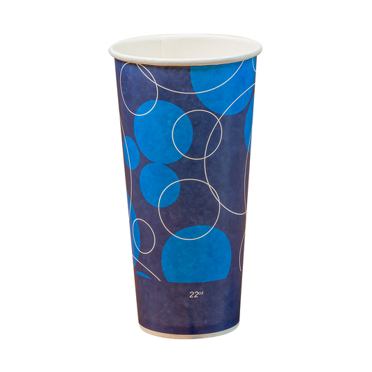 blue patterned paper cold cup on a white background