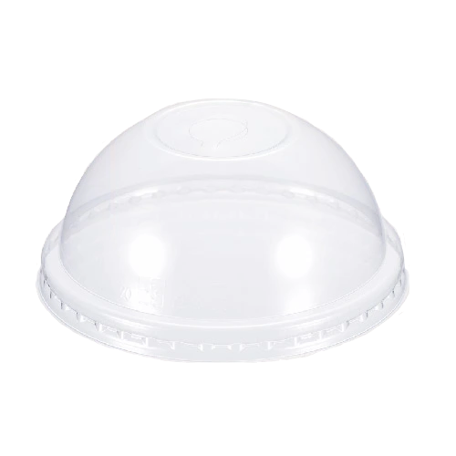 Plastic dome lid for cold paper cup on a white background