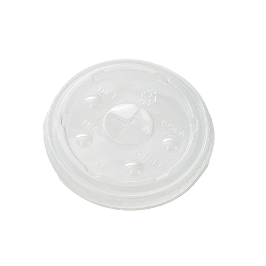 Plastic flat lid for paper cold cup on a white background
