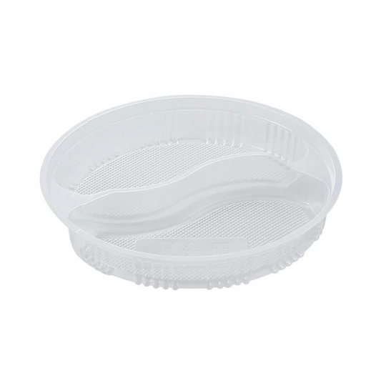 clear plastic insert with 2 compartment for food bowls on a white background