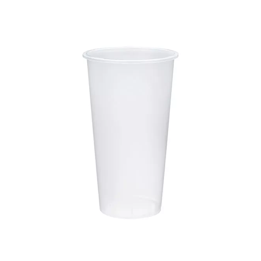 clear plastic cold cup with white background