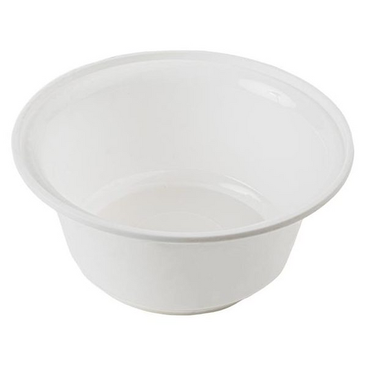 white plastic round bowl on a white background