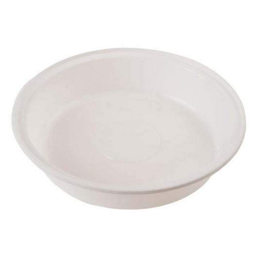 white plastic round bowl on a white background