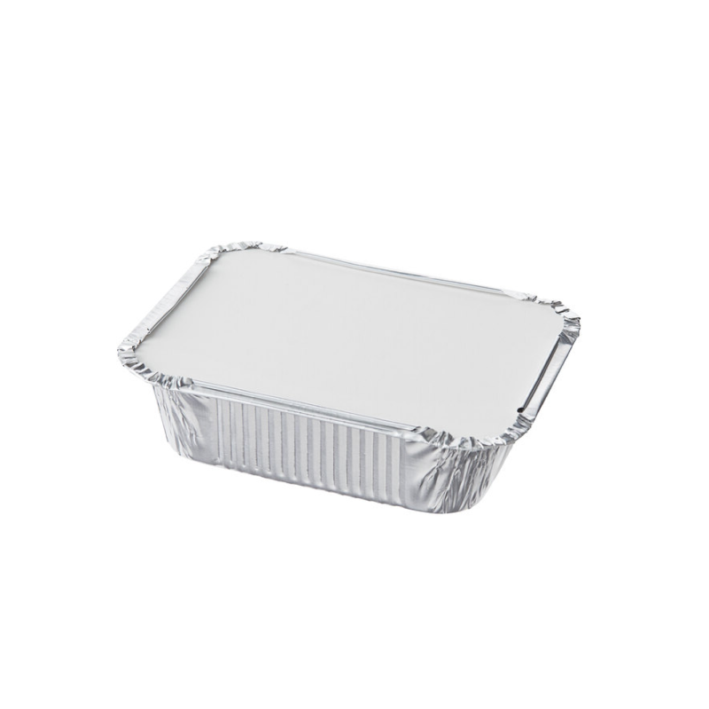 Paper foil container lid on a white background
