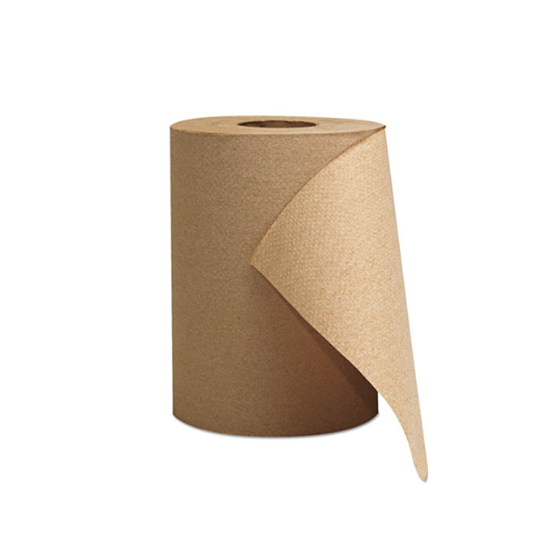 Kraft hand towel roll on a white background
