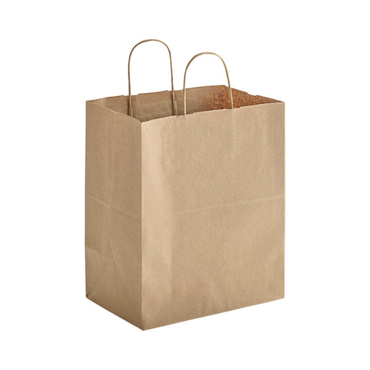 Kraft paper handle bag on a white background