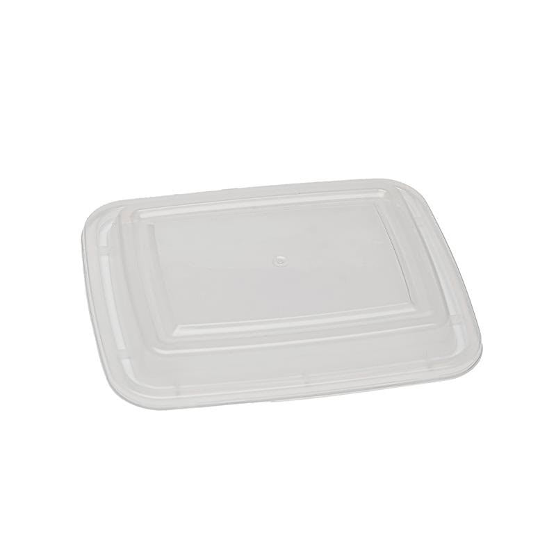 Clear plastic lid for microwavable container on a white background