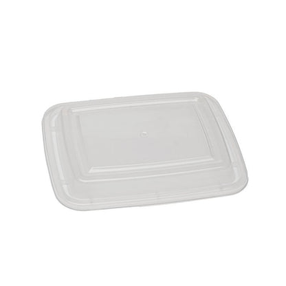 Clear plastic lid for microwavable container on a white background