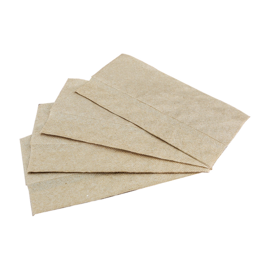 Kraft tall fold napkins on white background