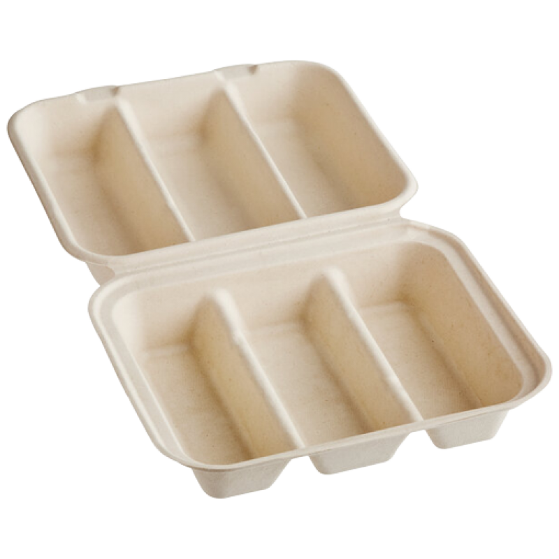 taco box, fiber, 3 compartment, 3 taco box, food packaging